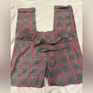 Hot Kiss Red and Black Plaid Women's Pants with Belt in size medium